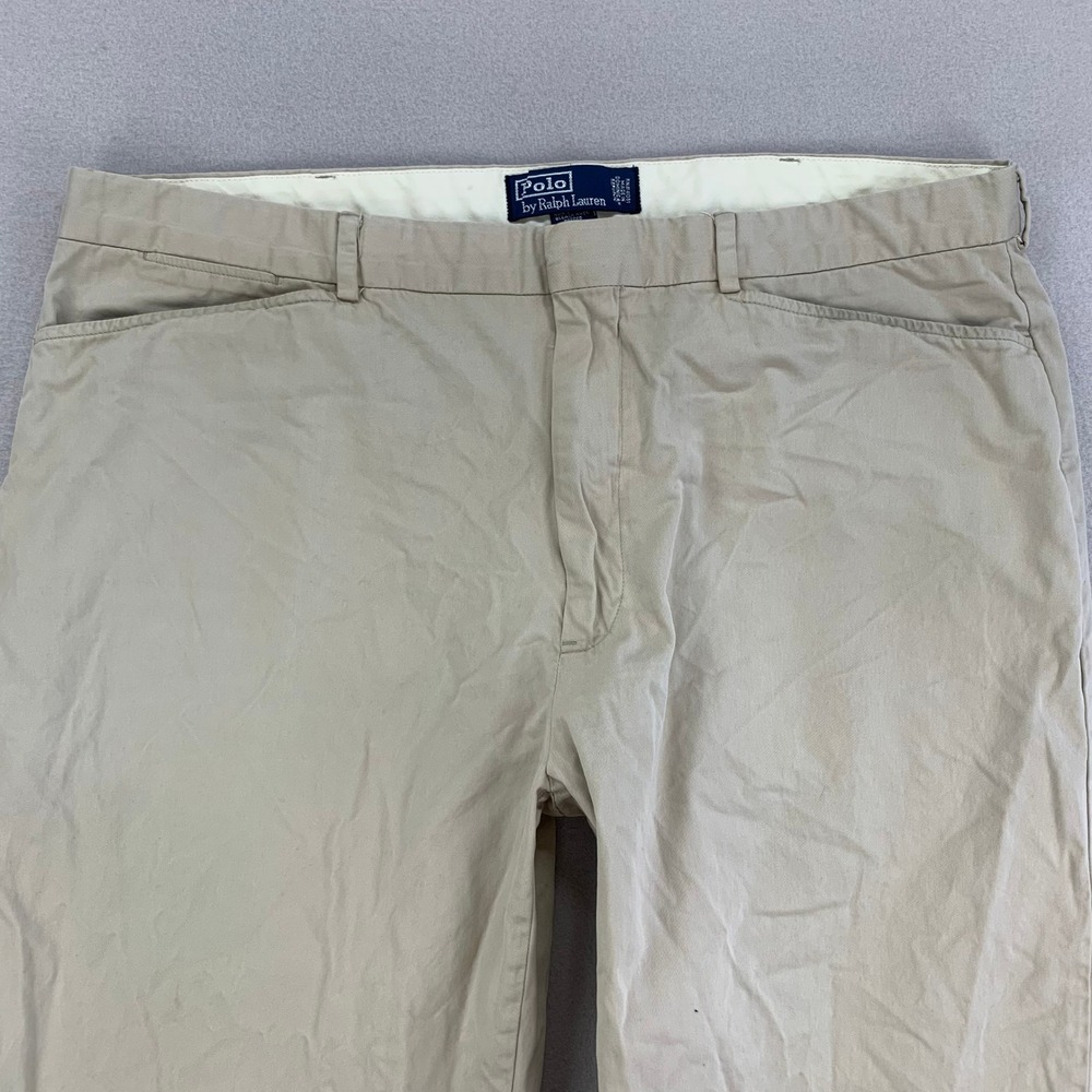 Polo Ralph Lauren Chino Pants Mens 40x32 Khaki Flat‎ Front Career Cotton